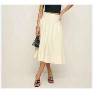 Reformation Polina Cotton Maxi Skirt - Sugar - Size 4 (New)